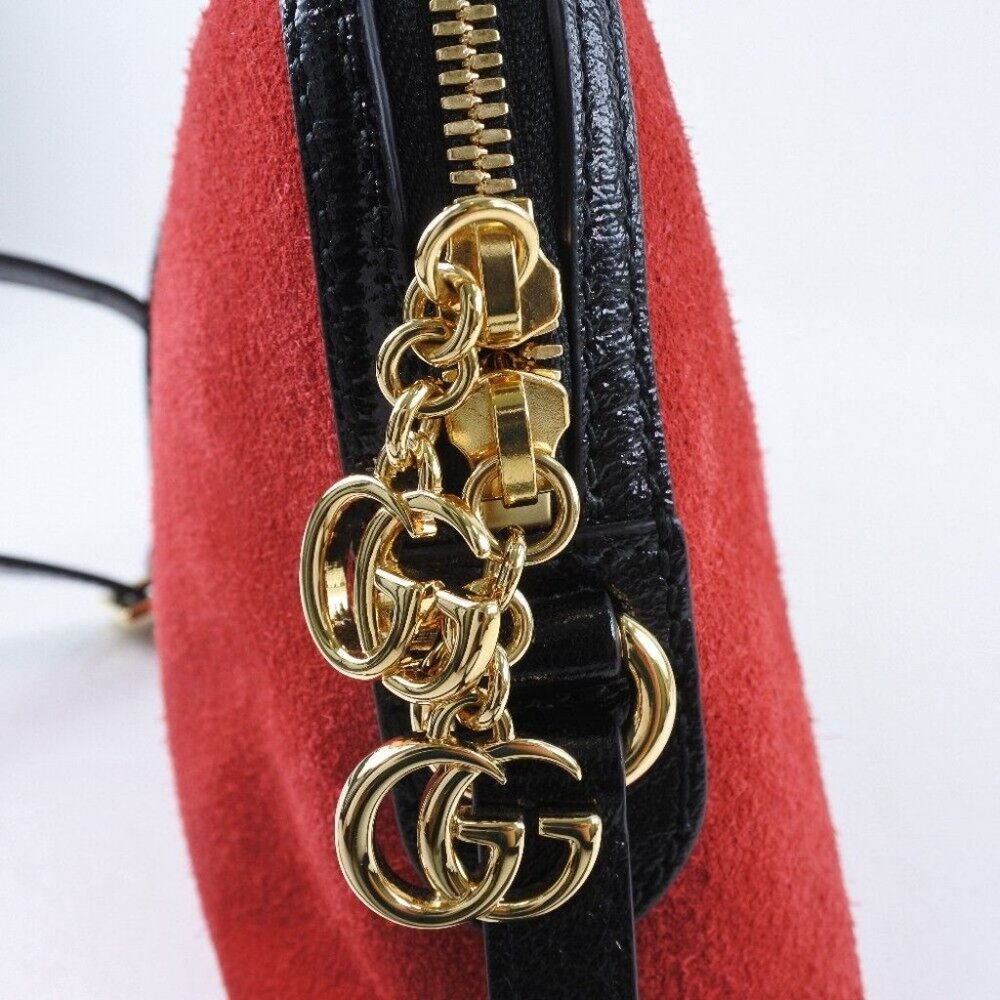 GUCCI Ofidia Shoulder Bag Hibisca Rubbed Dod Suede/leather - Picture 9 of 11